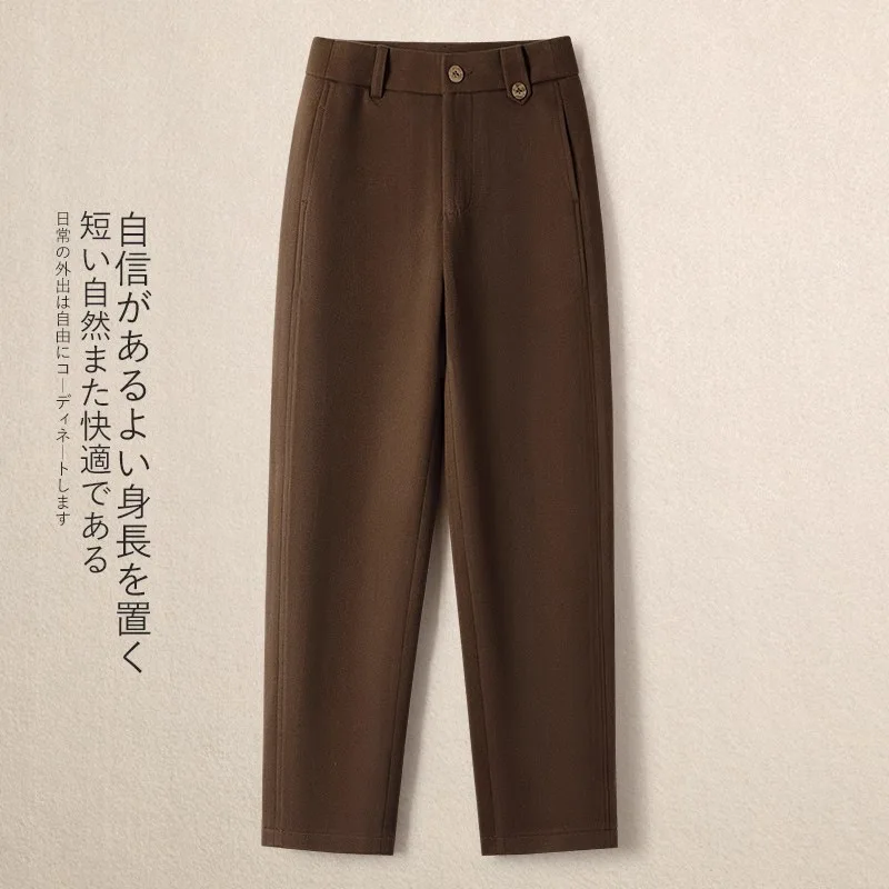 فضفاضة عالية الخصر دعوى سراويلي حريمي الخريف التنقل بسيط عادية مستقيم الساق تسع نقاط المنجل السراويل #1