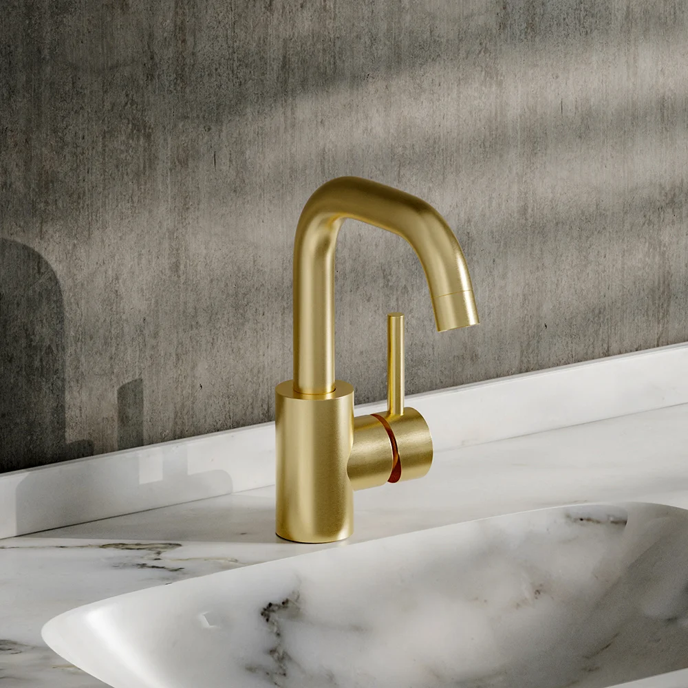 Gold Arc Single-Handle Faucet with Swivel Spout