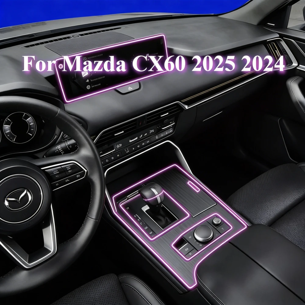 Filme interior transparente tpu para mazda cx60 2025 2024 acessórios painel de engrenagem gps console central anti-risco proteção ppf