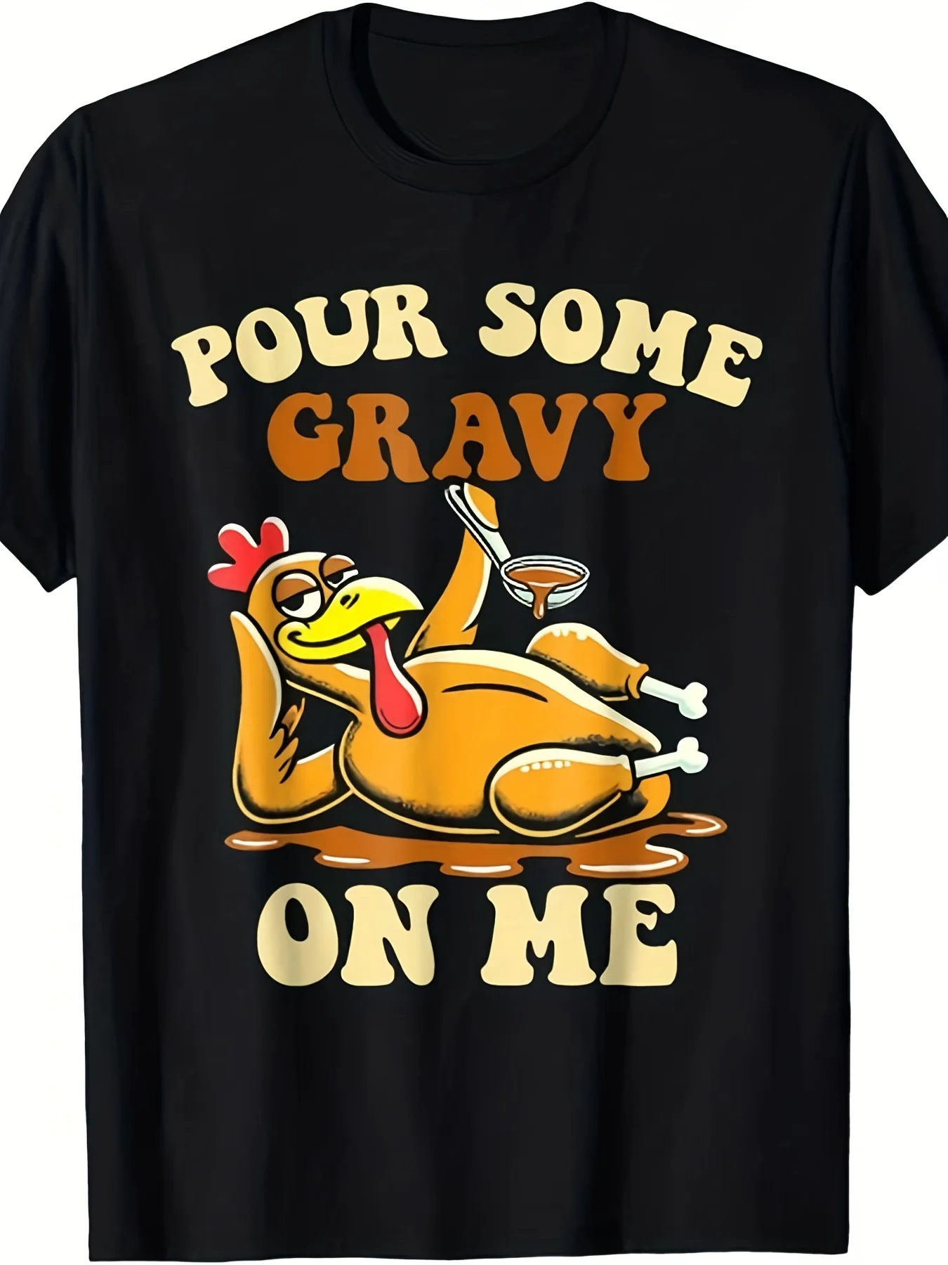 Men's and Women's Fun Thanksgiving Turkey Pattern T-shirt - 