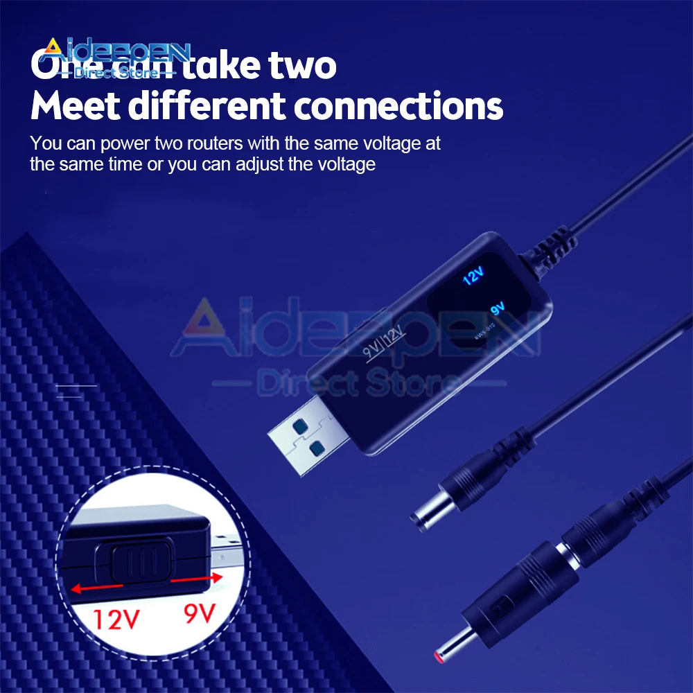 USB a CC 5,5/3. Enchufe de 5mm, 5V, 9V, 12V, línea de refuerzo de energía USB, adaptador de Cable de alimentación CC para ruta, Cable WIFI, conector USB de 5,5x2,1mm