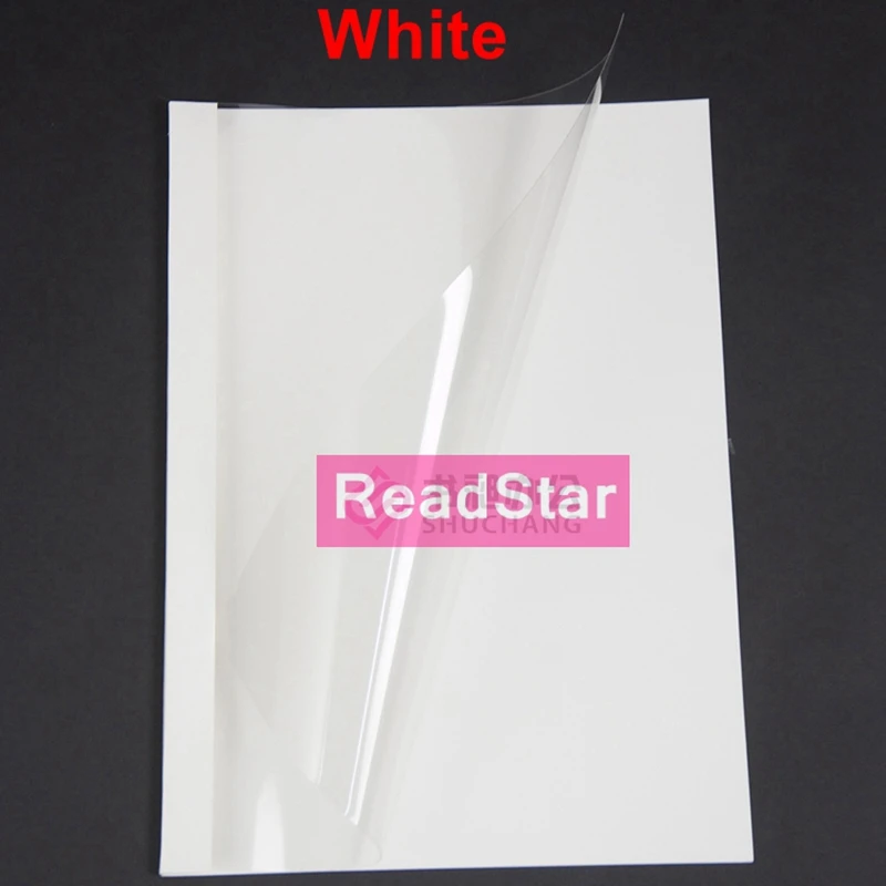 10PCS/BAG ReadStar clear face White bottom thermal binding cover A4 binding cover 1-50mm(1-180sheets) Transparent binding cover