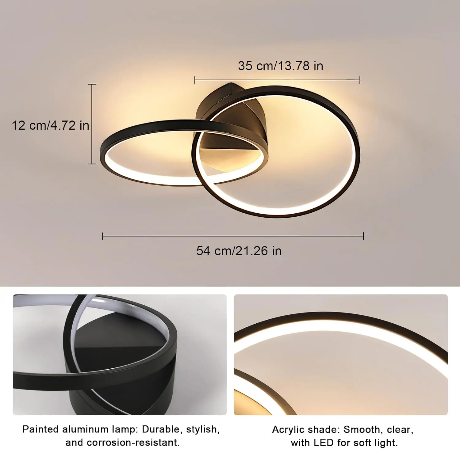 Led-plafondlampen, moderne plafondverlichting met afstandsbediening, dimbare verlichtingsarmaturen voor woonkamer, slaapkamer, keuken-23W