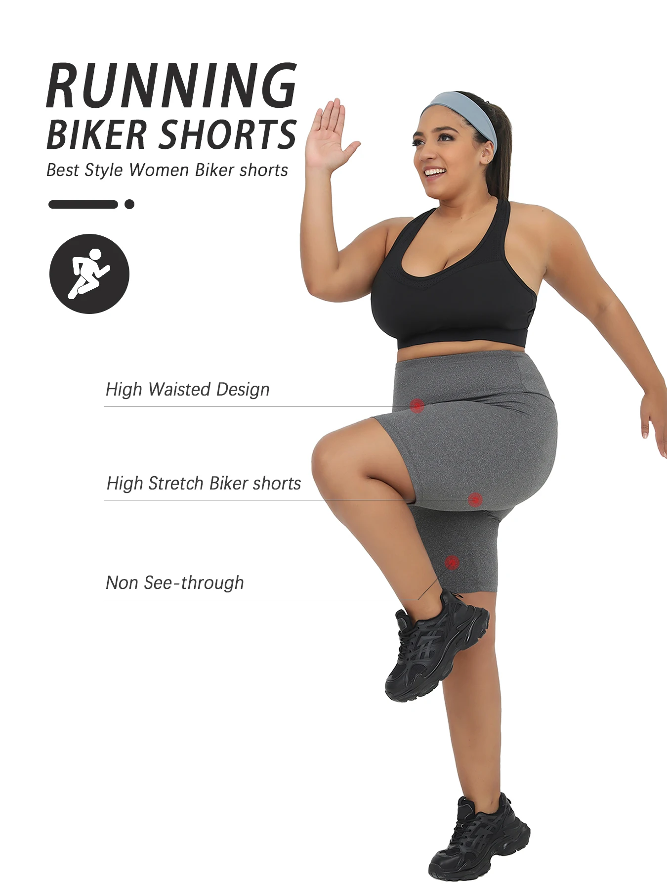 Shorts Deportivos Mujer Talla Grande Yoga - close-up view