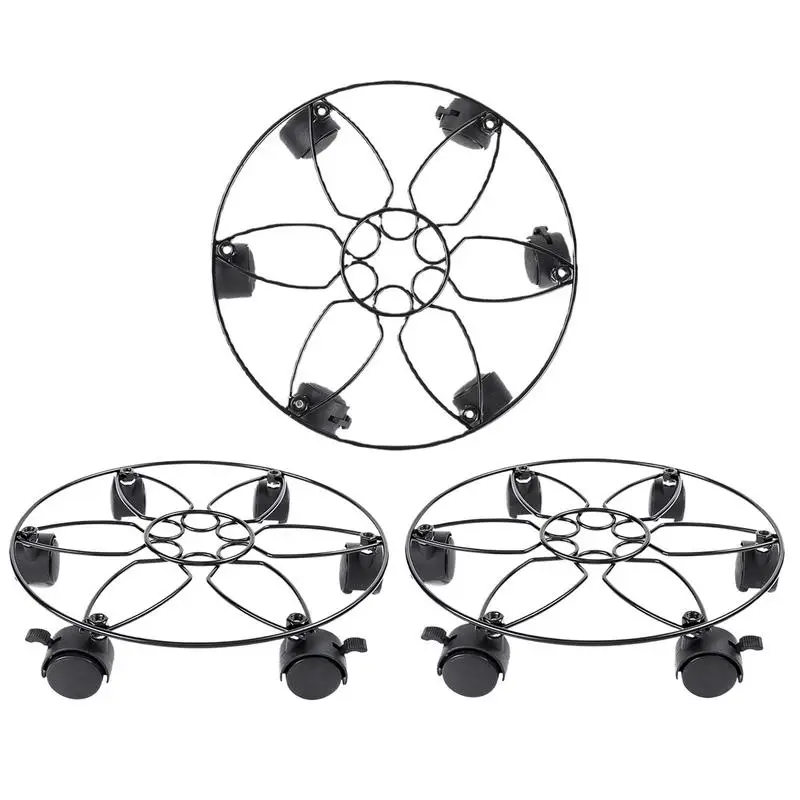 

Plant Stand On Wheels Flower Cart Plant Mover With Wheels 3X Heavy Duty Metal Planter Pallet Flower Pot Mover With 6 Casters For