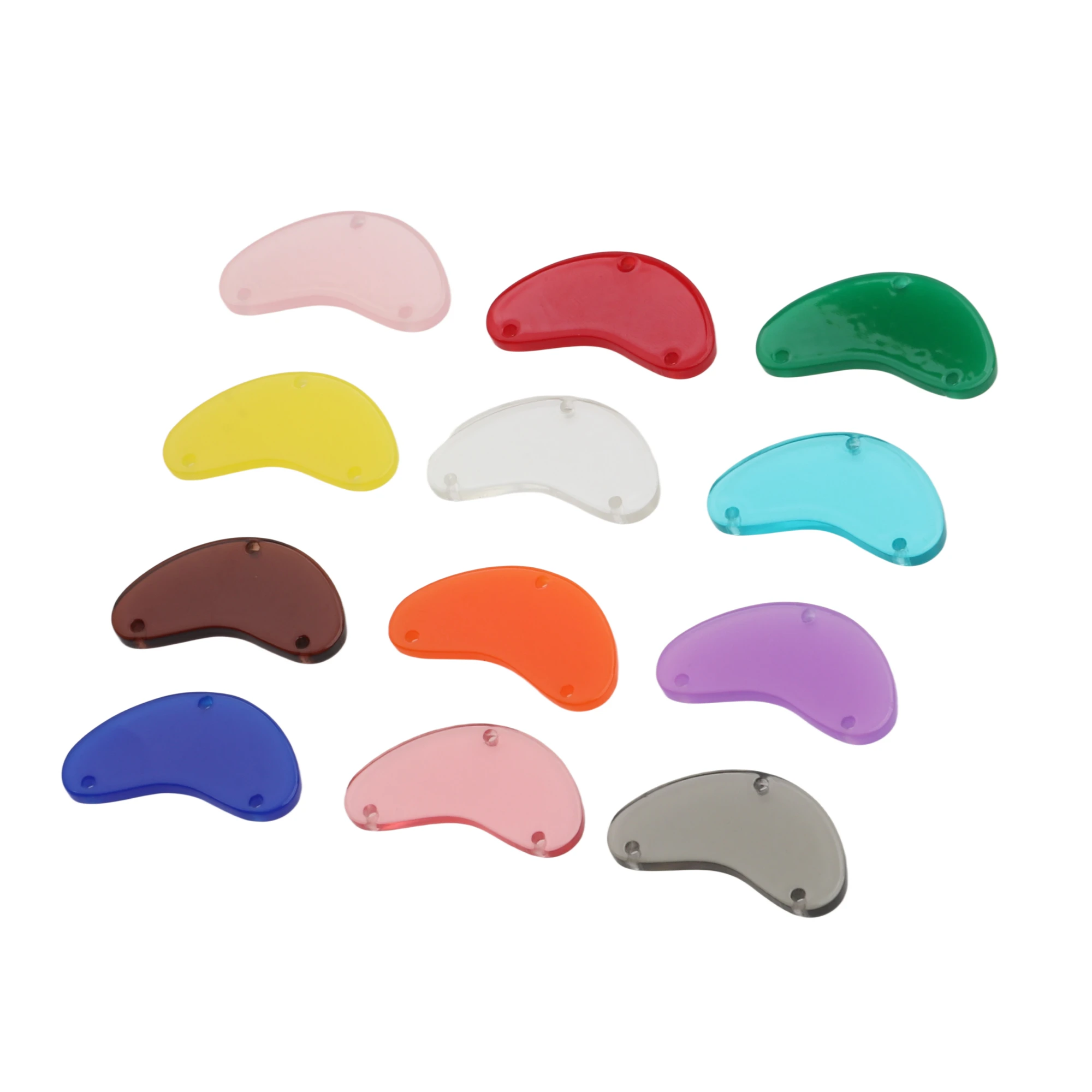 12PCS Candy Resin Acrylic Blanks Cutout Semicircle Connectors Crescent moon Abstract Pendant,3Holes Earrings Findings,ACE348