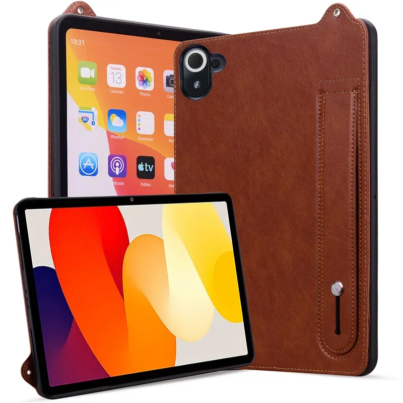 

Легкая кожаная противоударная задняя крышка для Xiaomi Redmi K Pad 8,8 2025 8,8 дюйма с ремешком на руку, тонкая крышка-подставка