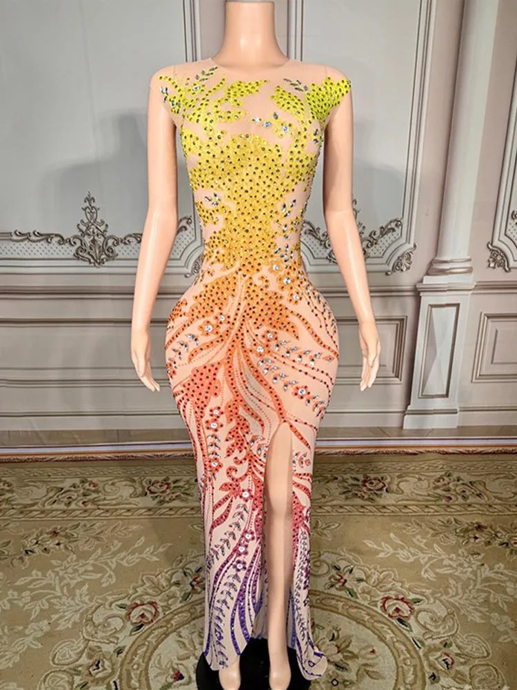 

High Quality Hot Stamping Sexy Perspective Mesh Elastic Printed Skirt 2024 New Fashionable Custom Women'S Clothing