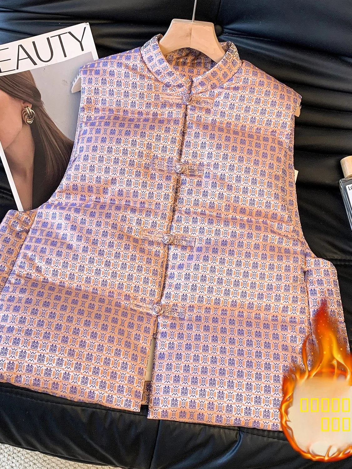 

Утепленный женский зимний жилет из хлопка с узором Double Happiness, в стиле ретро, на пуговицах, теплый, для многослойного ношения, с подплечниками