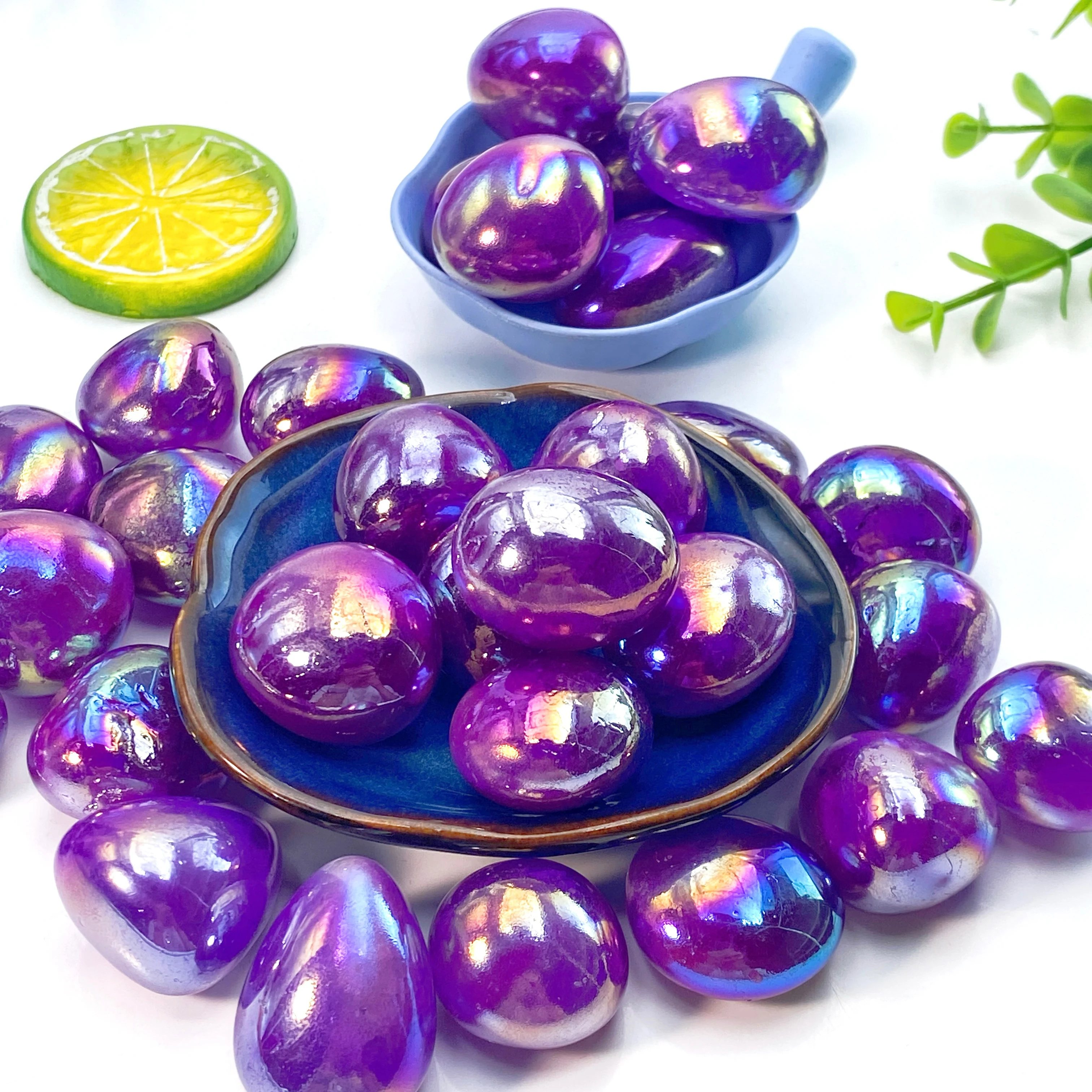 Pierre roulée naturelle de haute qualité, couleur violet aura, 1 pièce/2 pièces/5 pièces, cadeau pou