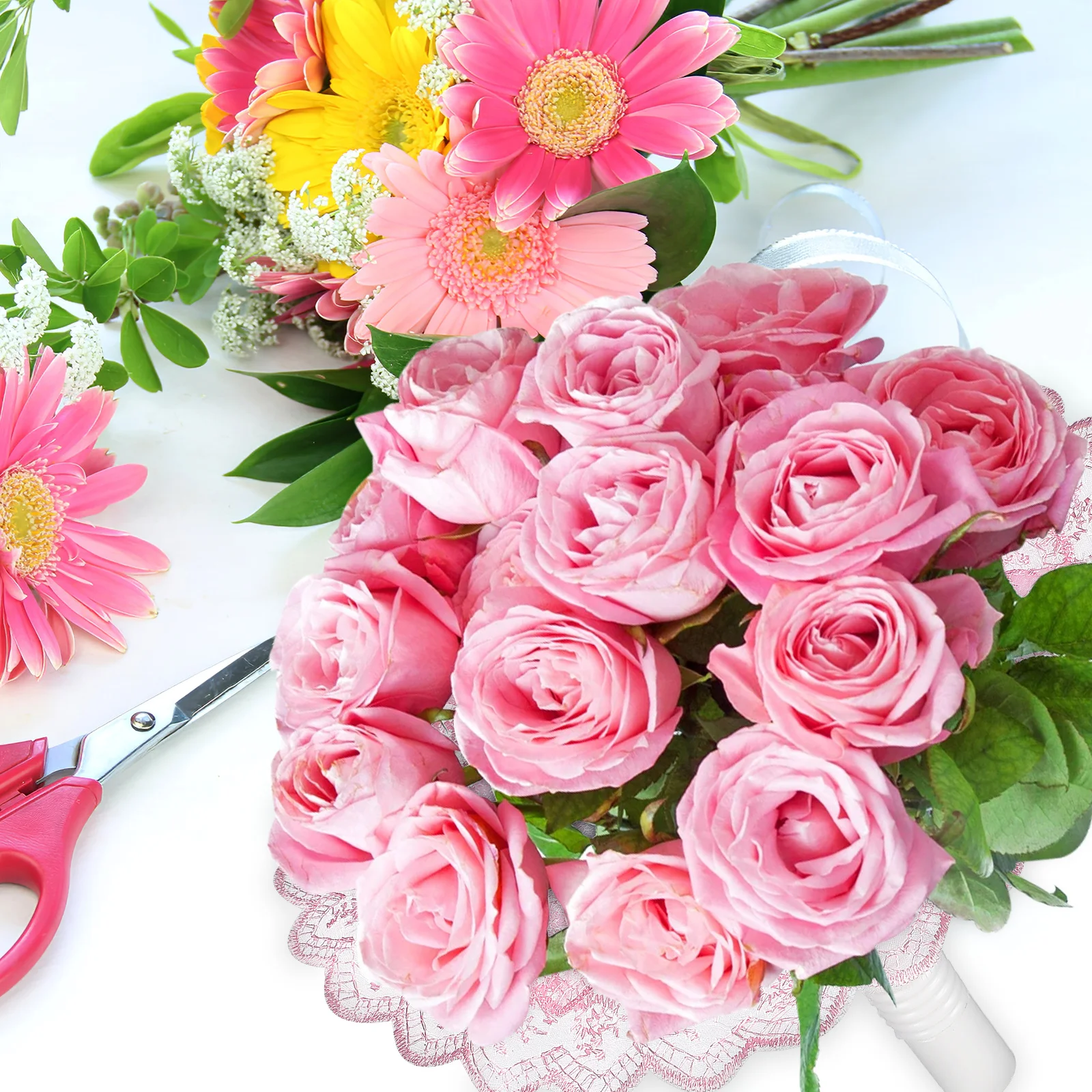 

6pcs Floral Handle With Mud For Wedding Flower Holder Diy Bouquet Supplies Bridal Bouquet Holders Compact Flower Receptacle