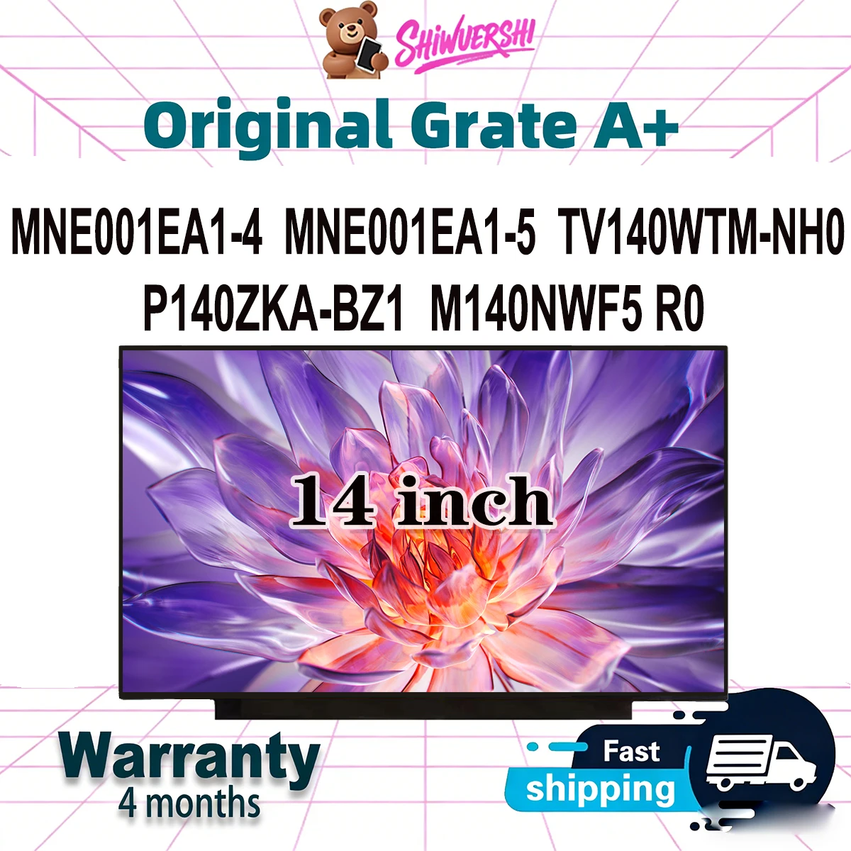 

Оригинальный новый A + 14-дюймовый тонкий ЖК-экран для ноутбука MNE001EA1 4 MNE001EA1 5 TV140WTM NH0 P140ZKA BZ1 M140NWF5 R0