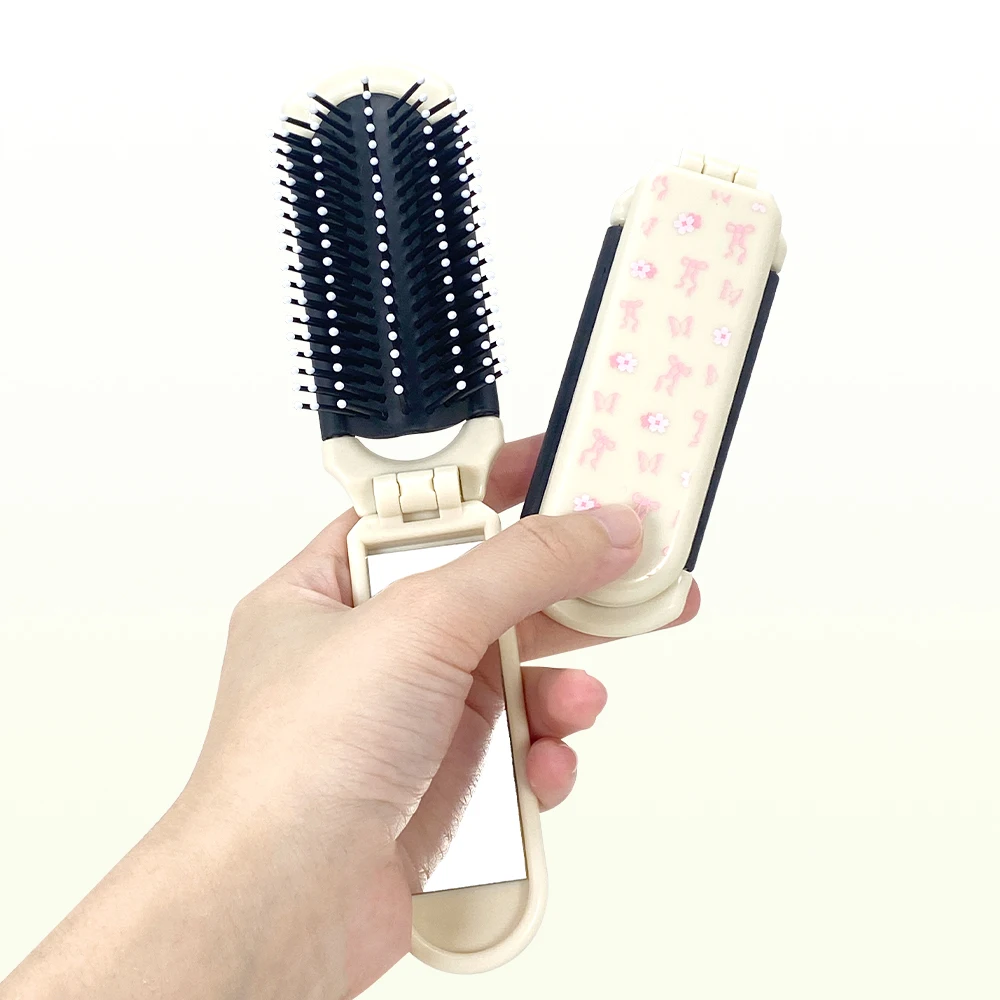 

1Pcs Foldable Air Cushion Comb Portable Convenient Mini Comb Mirror Comb Integrated Scalp Massage Hairdressing Comb