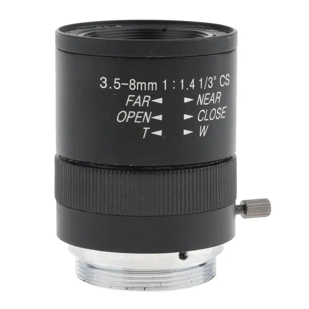 3.5MM-8mm 3MP F1.4 (ล้านพิกเซล) varifocal เลนส์กล้องถ่ายรูป CS mount คู่มือ