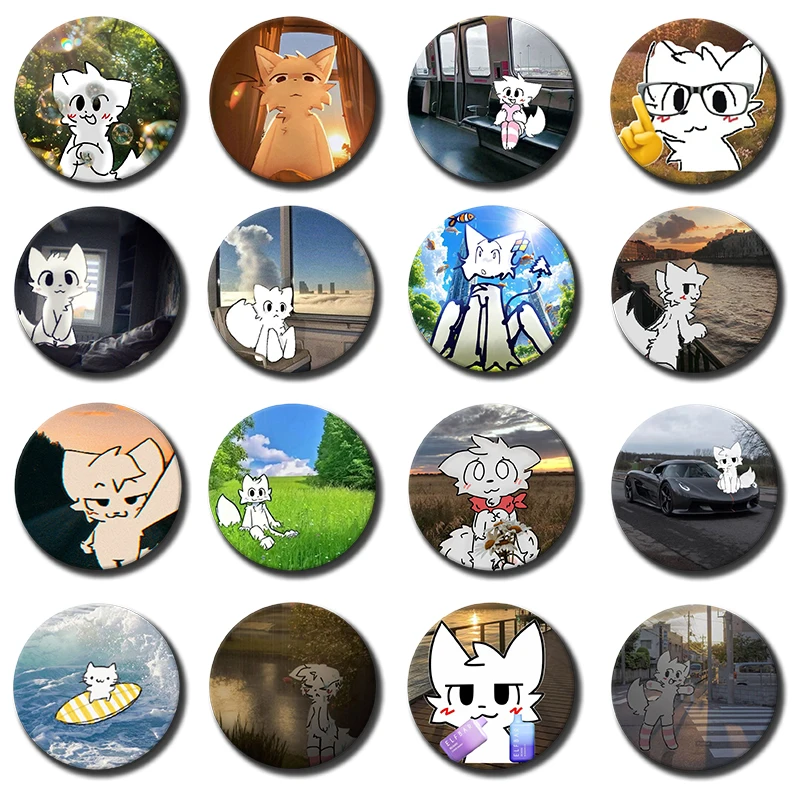 58mm 1PC Cute B-boykisser Silly Cat Badges Tinplate Soft Button Pin Brooch Metal Badge Custom Jewelry Accessories Hat Bag Lapel