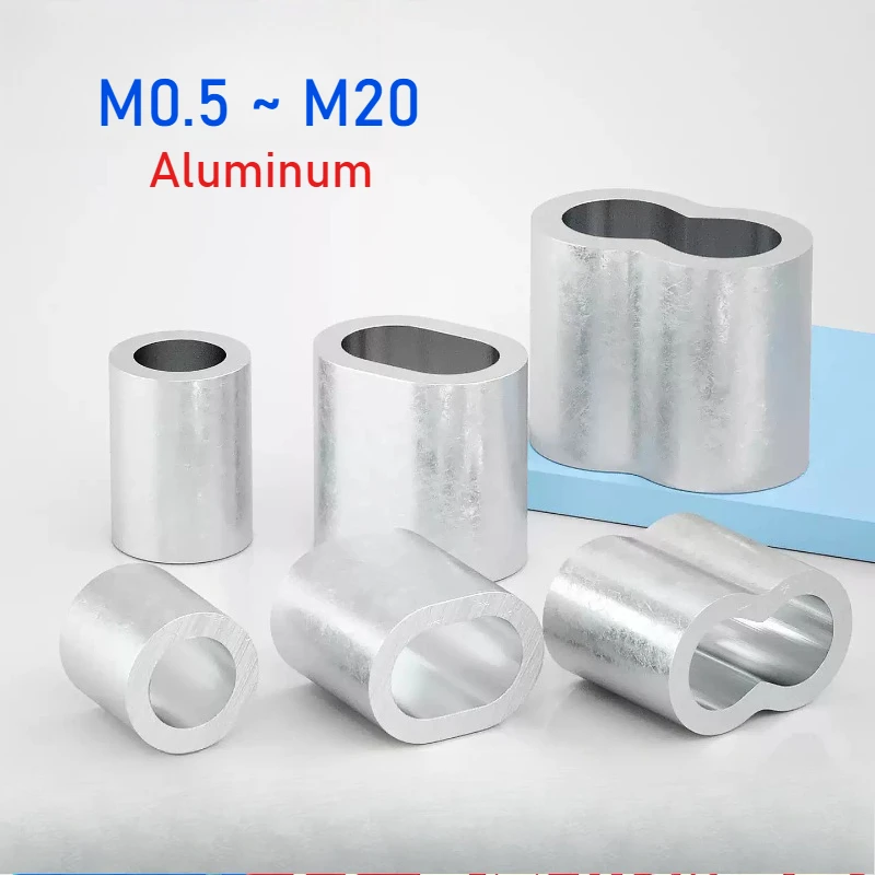 M0.5~M20 8-Shaped/Oval/Round Aluminum Crimping Sleeves Loops Steel Wire Cable Rope Fixing Clip Ferrules Clamps