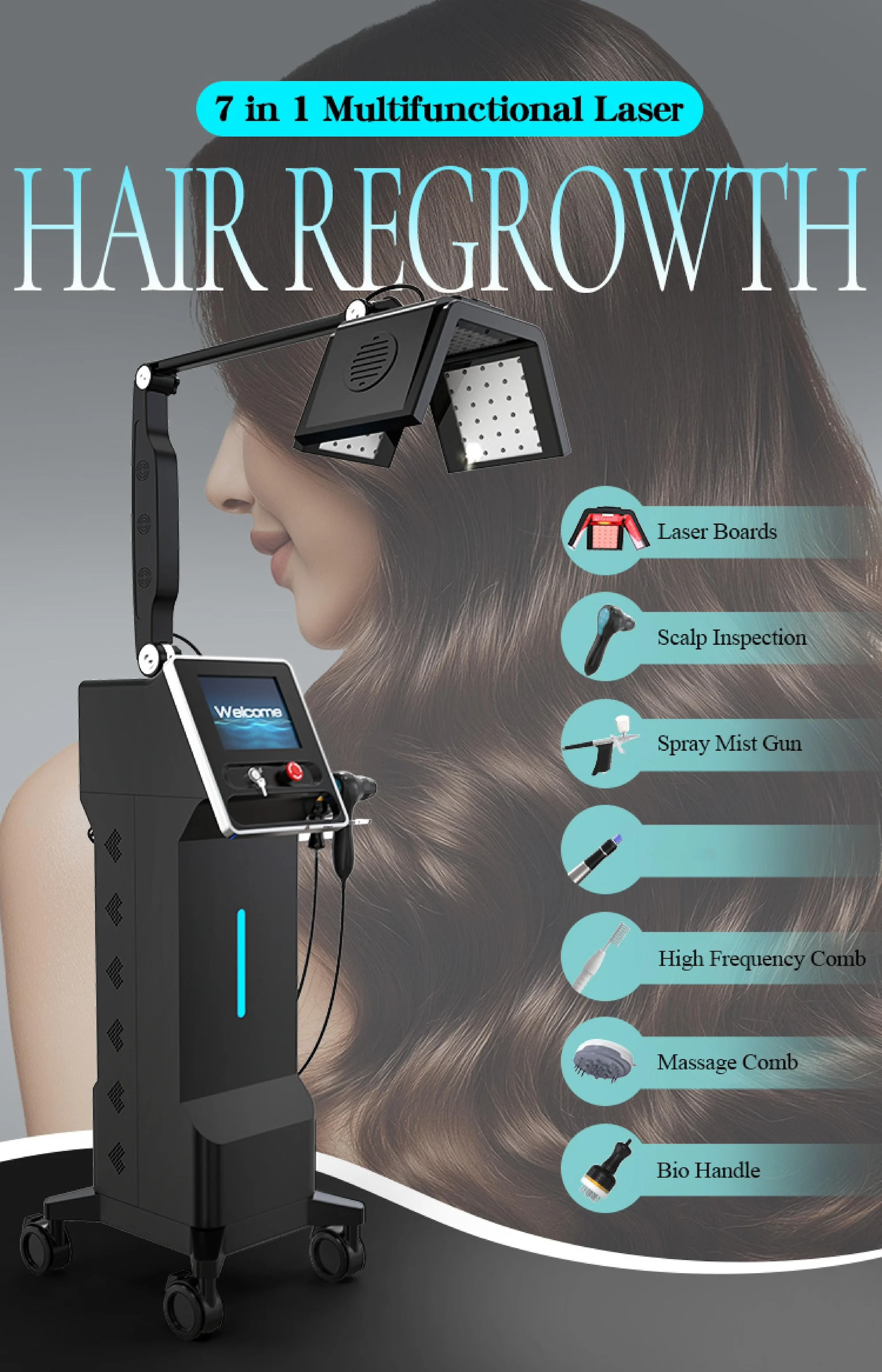 Newest 650nm Diode Laser Machine Scalp Therapy and Hair Restoration Laser Beauty Equipment Against Hair Removal