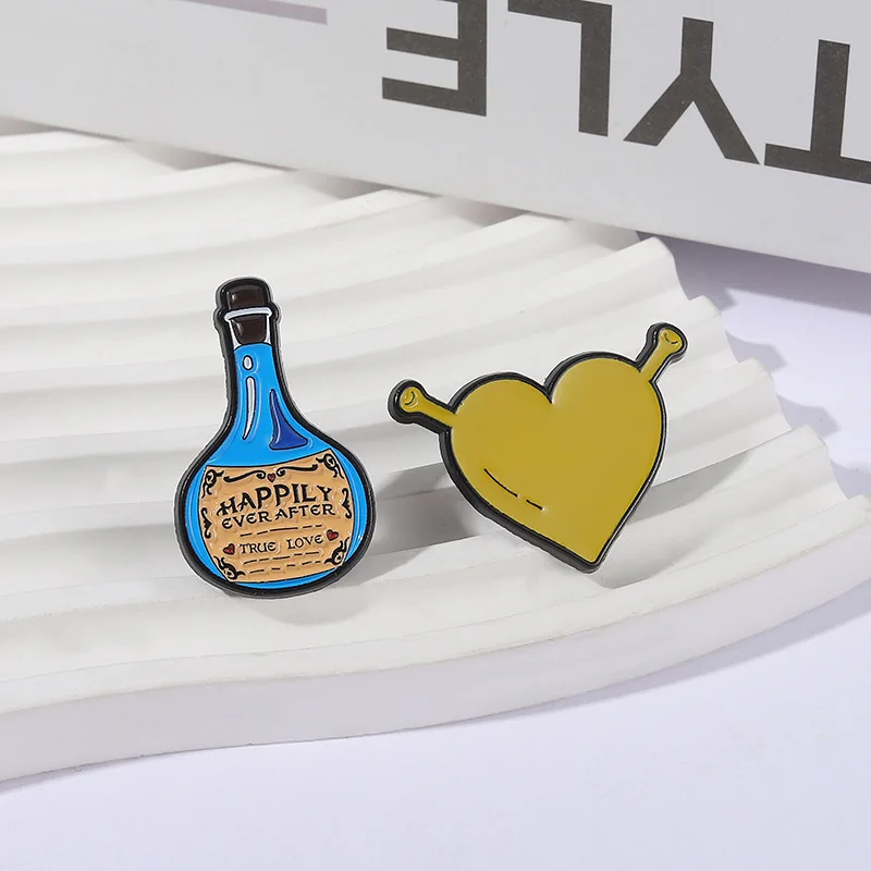 Personalized animated monster love Enamel Pins  Cartoon drifting bottle alloy drip oil brooch Gift Badges Jewelry for Clothes