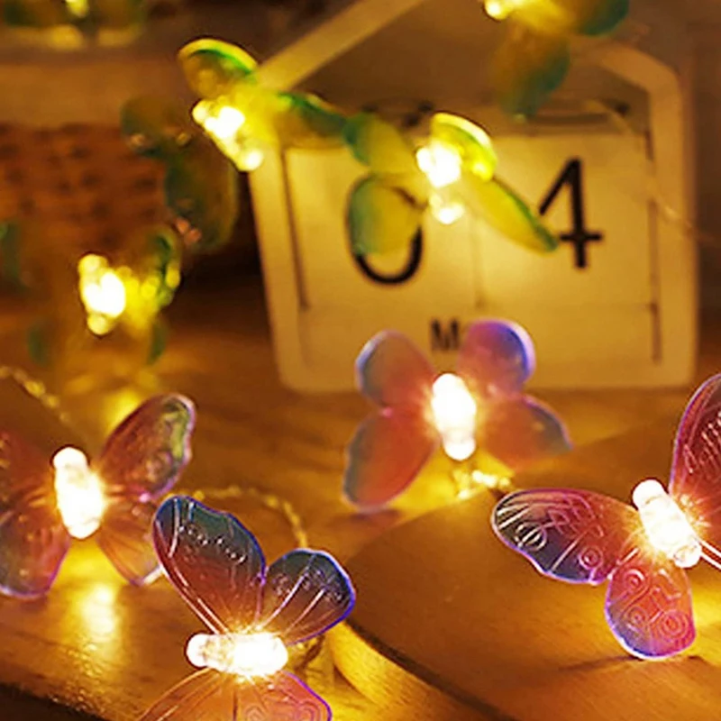 4PCS 1M 10LED Butterfly Fairy Light Strings Kit Garland Girls Butterfly Brithday Party Wedding Home Decorations Set Kids Gift