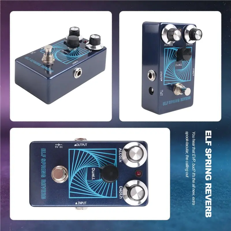 A99I-Guitar Bass Effect Pedal ELF SPRING REVERB, Analog/Digital Reverb, Creepy Tone, Vintage Echo, True - view 4