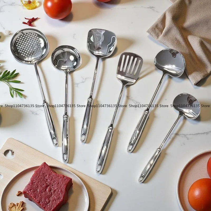 Household simple kitchen utensils set 316L stainless steel spoon colander stir-fry shovel spatula  anti-scalding mushroom shovel