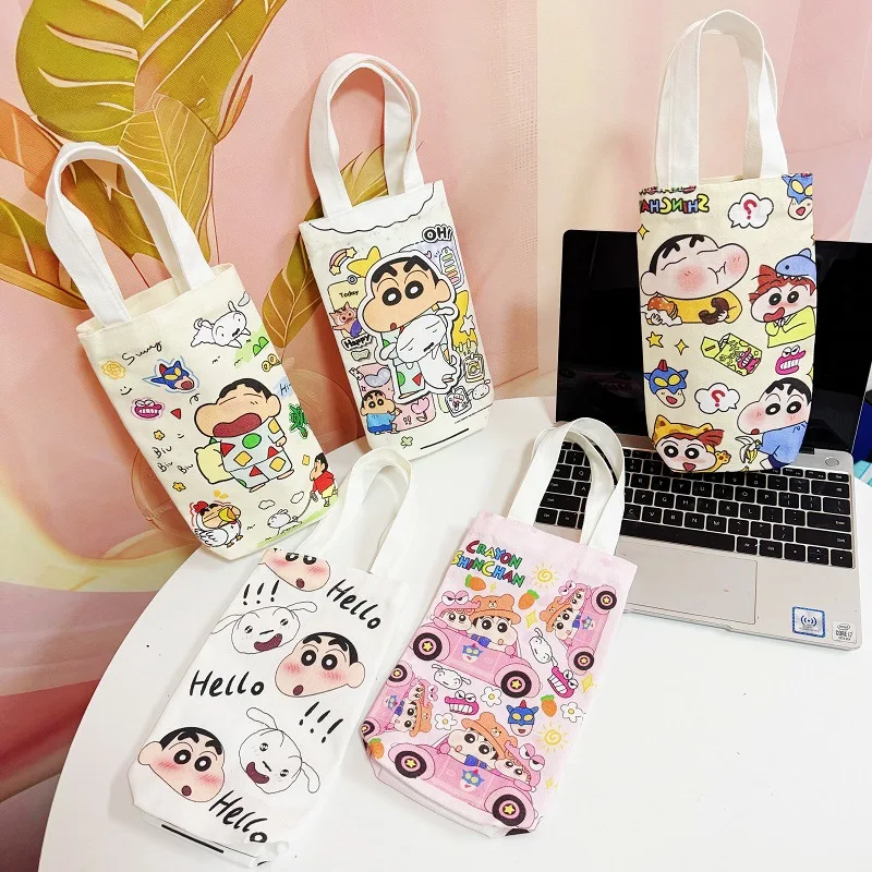 

Crayon Shin-chan Water Cup Canvas Handbag Crayon Shin Chan Cute Cartoon Anime Characters Fashions Casual Water Cup Bag Gifts