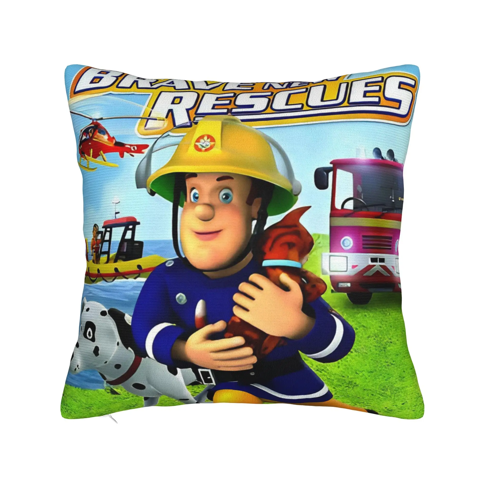 Fireman Sam Pillowcase Polyester Cushion Cover Decor Firefighters Cartoon Pillow Case Cover Home Square 40X40cm