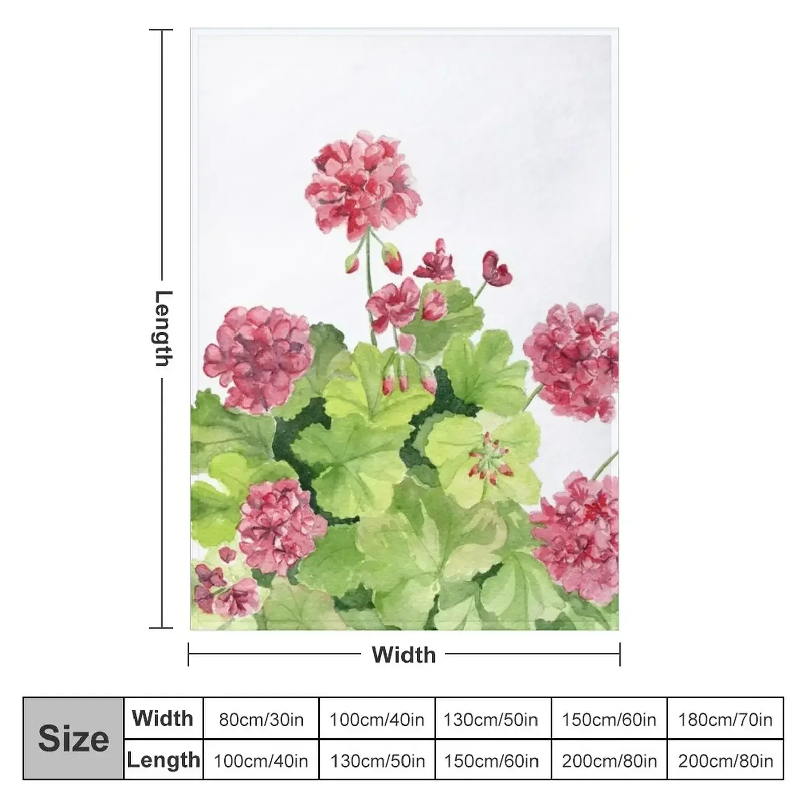 Geranium Watercolor 3 Throw Blanket Quilt manga Polar Blankets