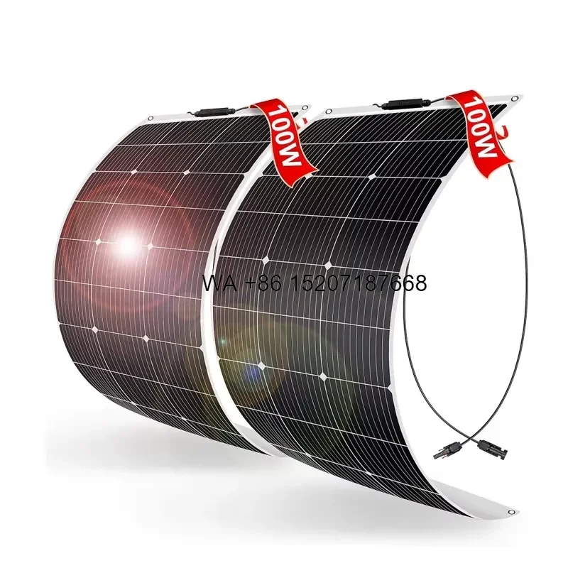 Wmwmnu for SUNWE 100W-300W Flexible Solar Panel 12V 18V 24V Portable Mono PV Module 23% Efficiency IP67 Waterproof for RV