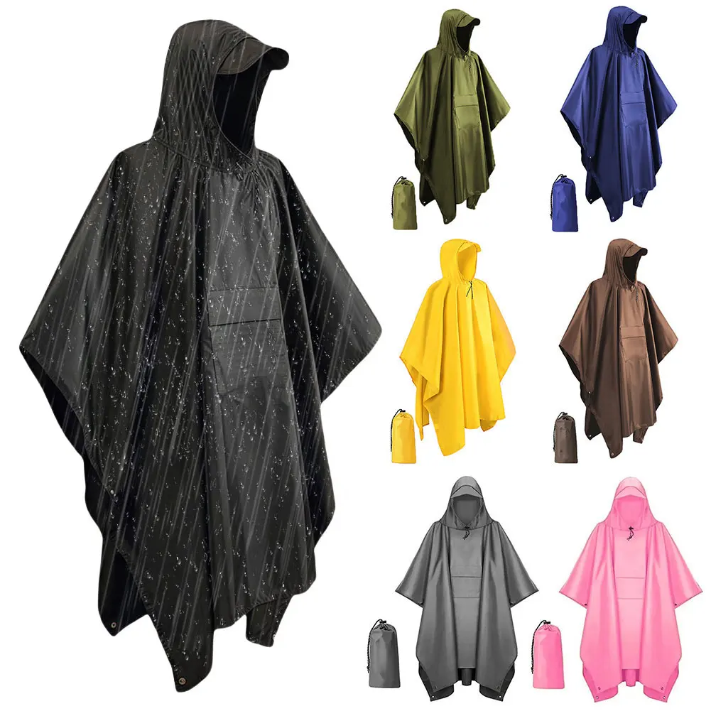 Regenponcho mit Kapuze und Tasche, wasserdicht, leicht, Regenmantel, Unisex-Regenmantel für Wandern, Camping, Notfall