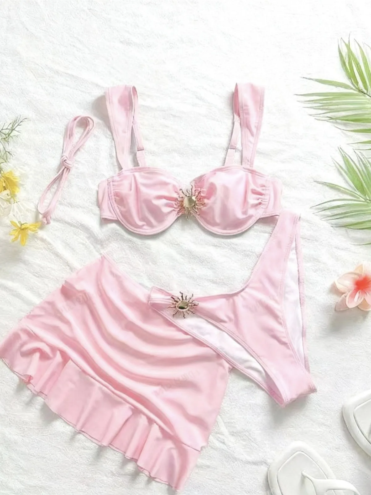 3-częściowy zestaw bikini seksowny strój kąpielowy Y2K dla kobiet 2026 gorąca wyprzedaż dwuczęściowy strój z narzutką stringi spódniczka bandażowa mikro bikini zestawy ropa