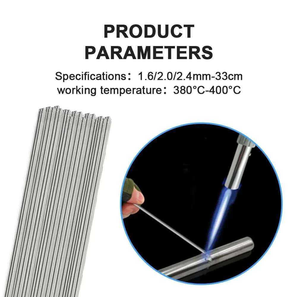 10/20 Stück Aluminium-Schweißstäbe für niedrige Temperaturen – 1,6/2,0 mm, 33 cm, universeller silberkerniger Draht (kein Lötpulver erforderlich) – Detail 8