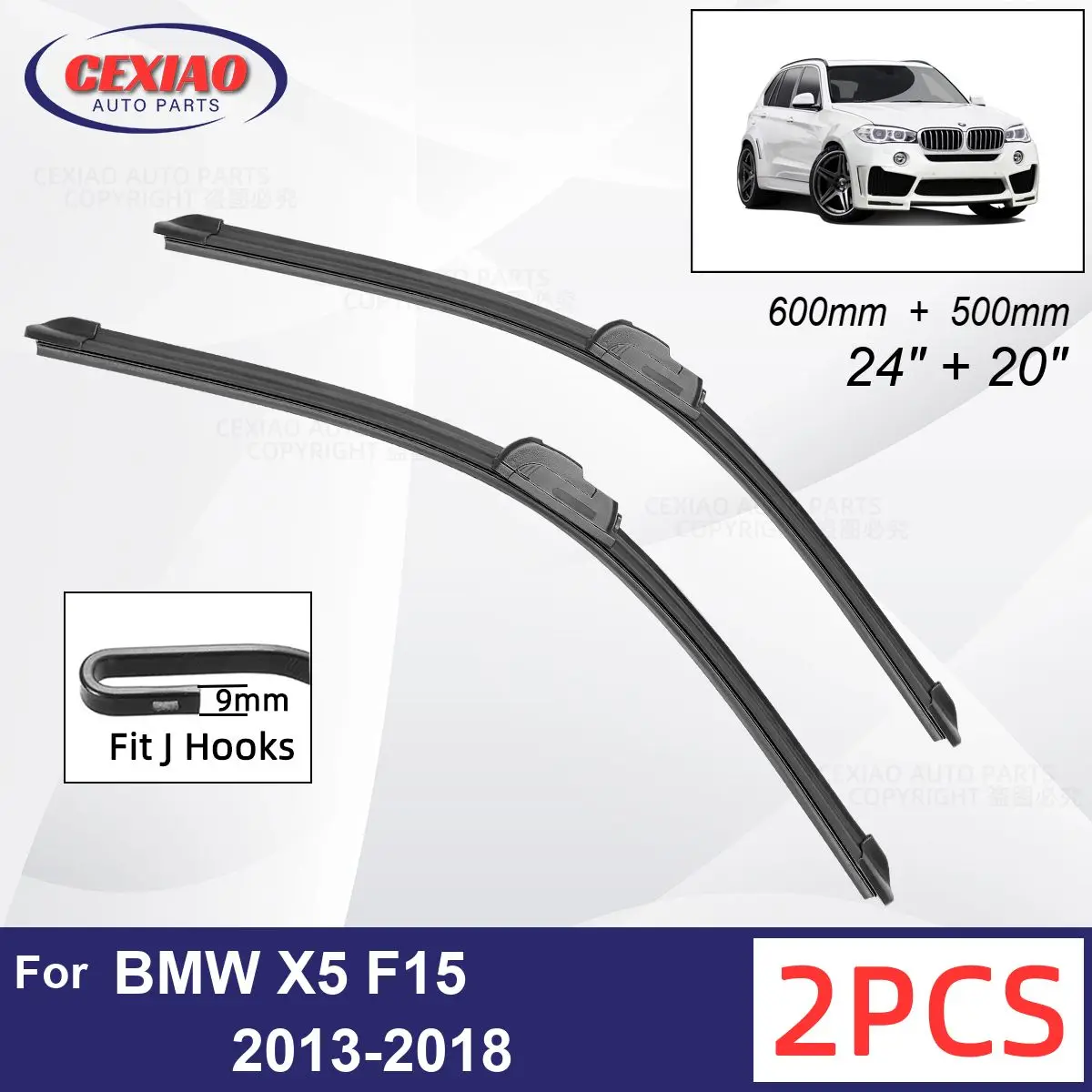 

Car Wiper For BMW X5 F15 2013-2018 Front Wiper Blades Soft Rubber Windscreen Wipers Auto Windshield 24" 20" 600mm 500mm 2017