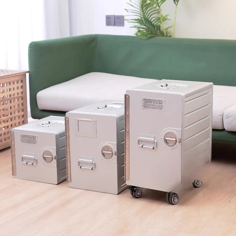 

Lockable Metal Storage Box Aircraft Aviation Meal Box Household Organizing Box File Cabinet Removable Aluminum Alloy