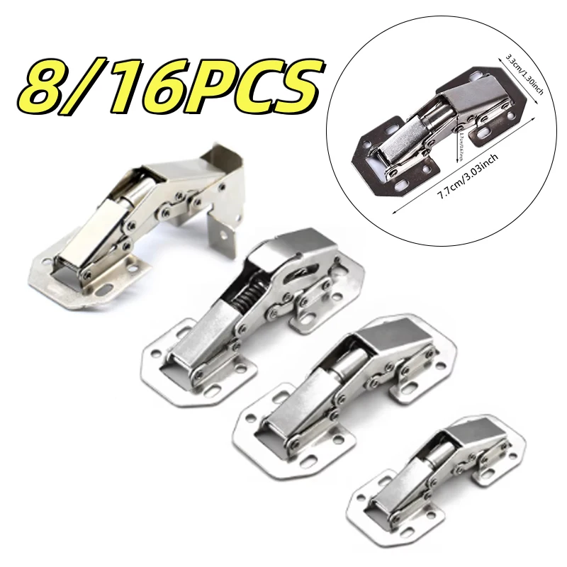 Cabinet Hinge 90 Degree 3/4in No-Drilling Hole Cupboard Door Hydraulic Hinges With Screws Furniture Stay Support Hardware Tools