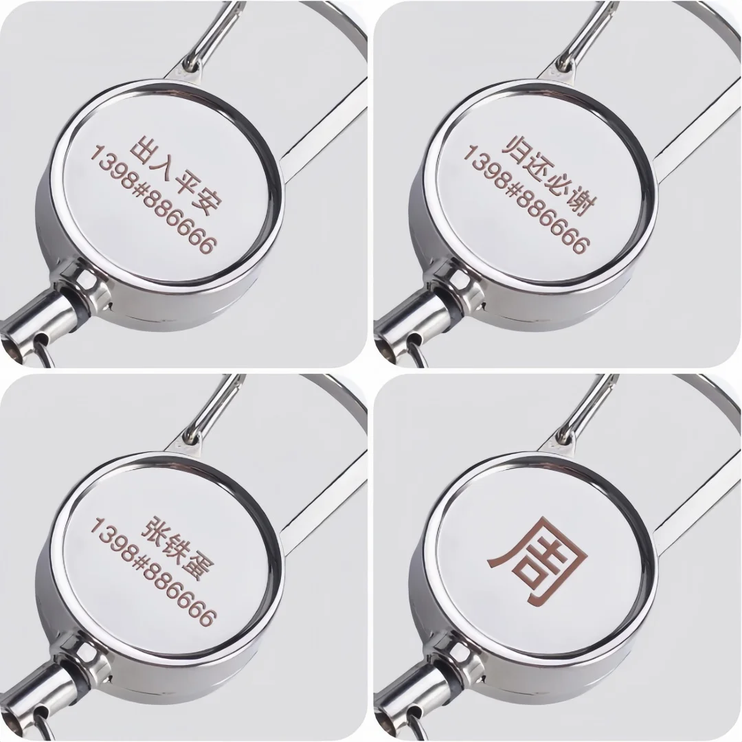 50cm Custom Lettering Resilience Kevlar Rope Elastic Keychain Metal Keyring Sporty Retractable Keychain Anti-lost Telescopic H62