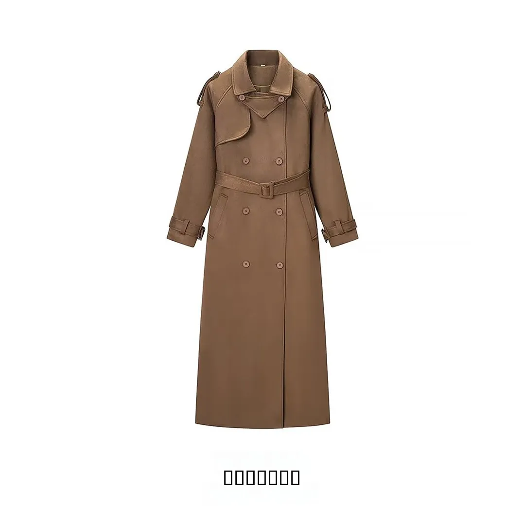 

KASLEAD New Women's Faion Simple Long Leather Velvet Coat Street Sle Straight Cut Winter Long Sve Double Button Pure C...