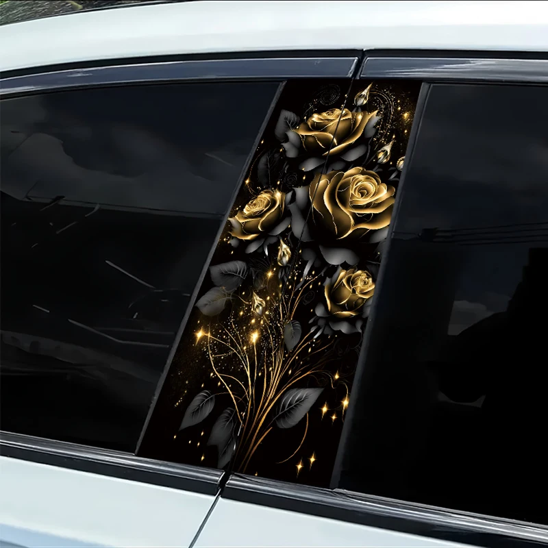 

2 pieces of automotive B-pillar stickers Golden Rose Smooth material protection film with anti-scratch properties