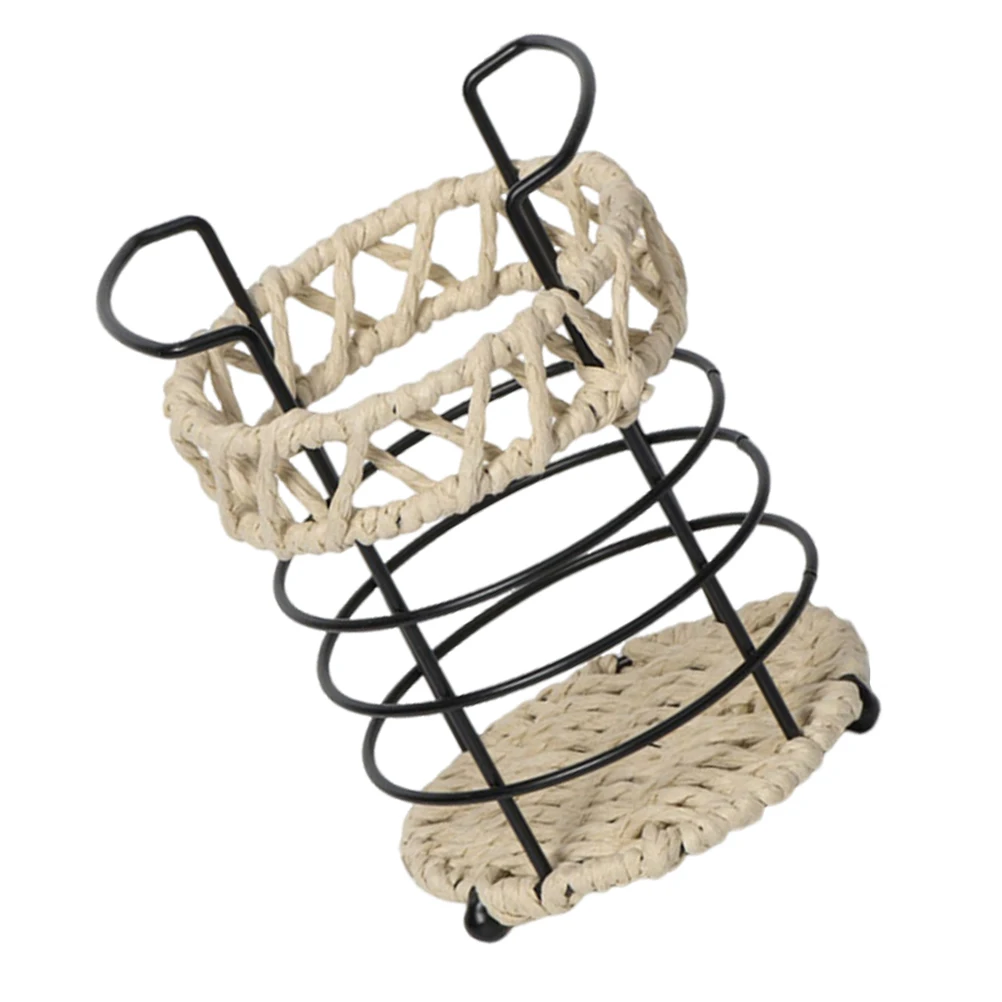 

Desktop Storage Bucket Pen Holder Woven Organizer Blue Beige Rope Office Accessories Large Capacity Sturdy Construction