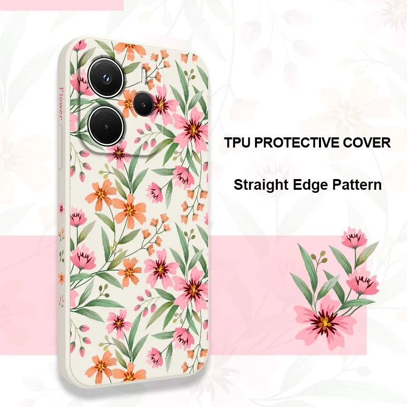 

Sunset Flowers Phone Case For Xiaomi Redmi Note 14 13 12 12S 11 11S 10 10S 9 9S 14C Pro Plus 4G 5G Liquid Silicone Cover