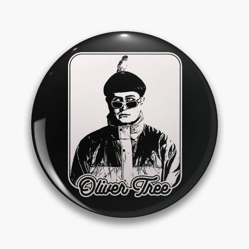 Oliver Tree Memorial, RIP Oliver Tree Pin Holographic Star Heart Pin Brooches Laminated Button Fashion Accessory