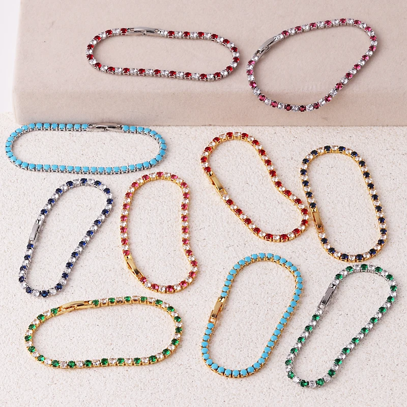 Fashion 3mm Zirconia Tennis Bracelet for Women Crystal Charm Designer Tennis Thin Chain Bracelet on Hand Wedding Jewelry