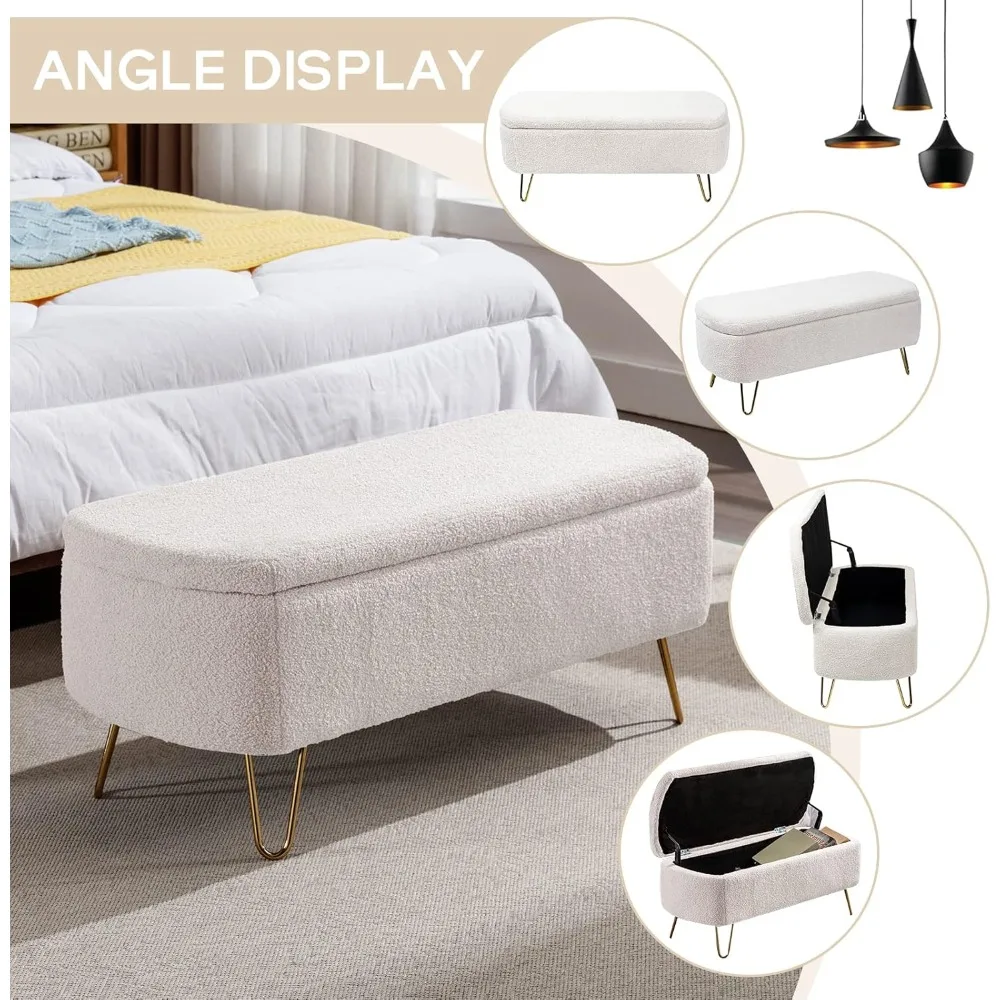 مقعد عثماني للتخزين بنمط عتيق، مقعد مدخل منجد، مقعد تخزين للسرير ذو أرجل ذهبية، مقعد تخزين مبطن