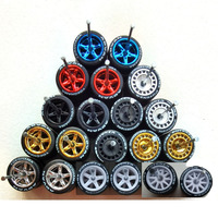 10Sets(for 10 cars) 1/64 Alloy Car Wheels with Lettering Tires for Hot Wheel/Matchbox 1:64 Car Model DIY