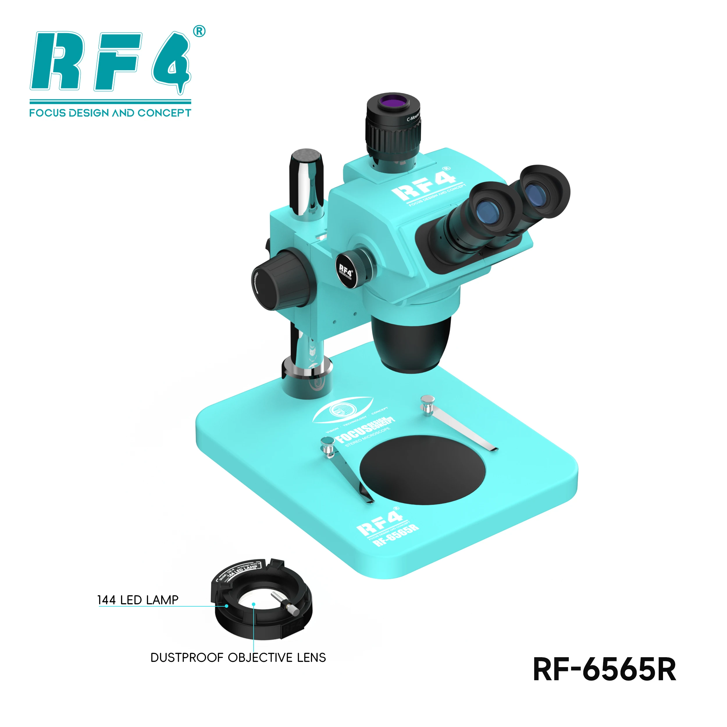 RF4 HD Stereo Trioculaire Microscoop Mobiele Telefoon Reparatie Vergrootglas Groot Gezichtsveld Kan Continu Worden Vergroot RF-6565R