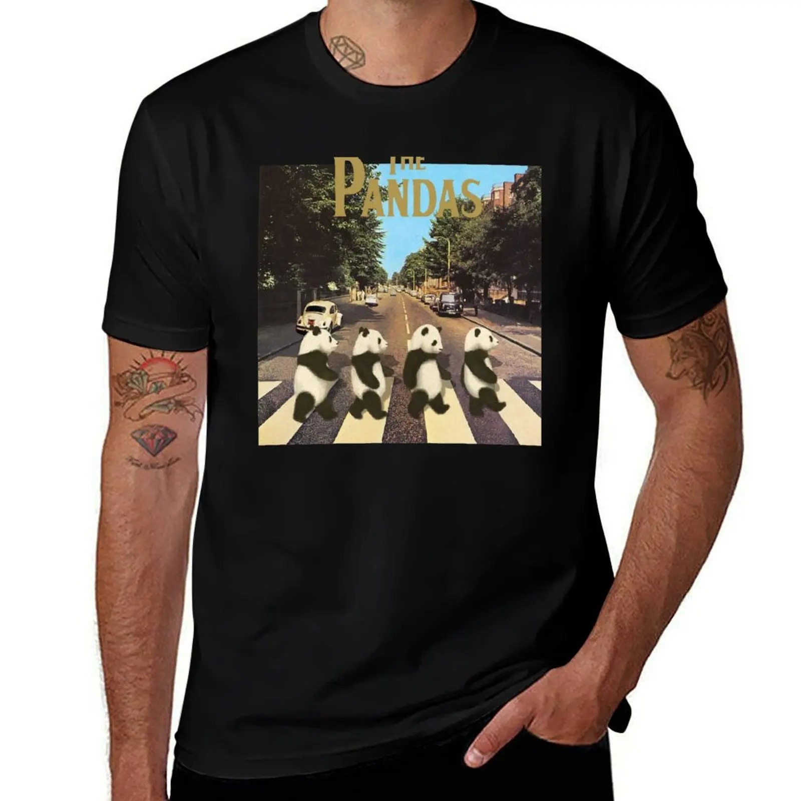 

The Pandas Abbey road T-Shirt t shirts for man pack white man t shirt heavy cotton T-Shirt