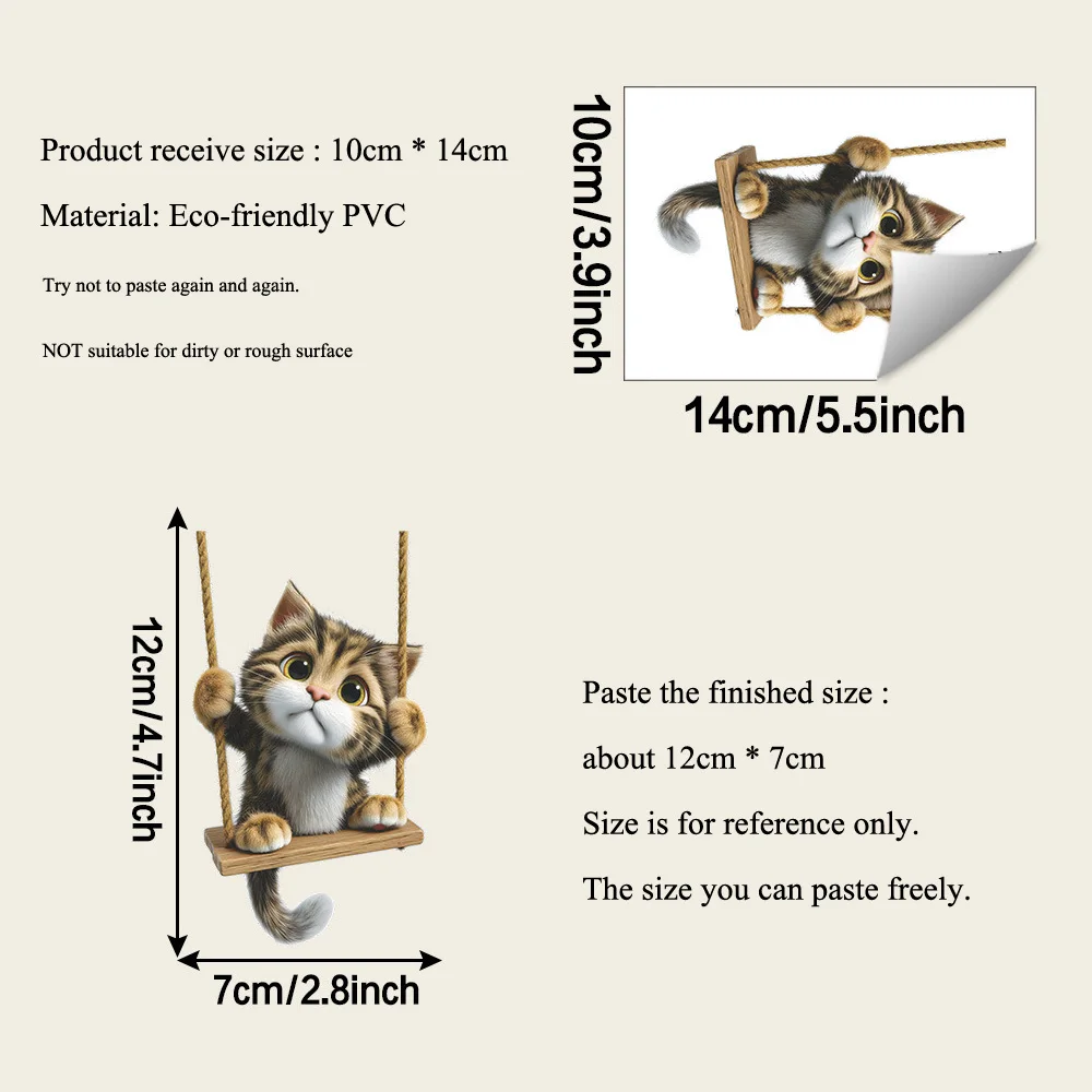 Cartoon Swing Cat Switch Sticker Kids Room Decoration Wall Decals Bedroom Background Decor Self-adhesive Home Cute Kitten Mural