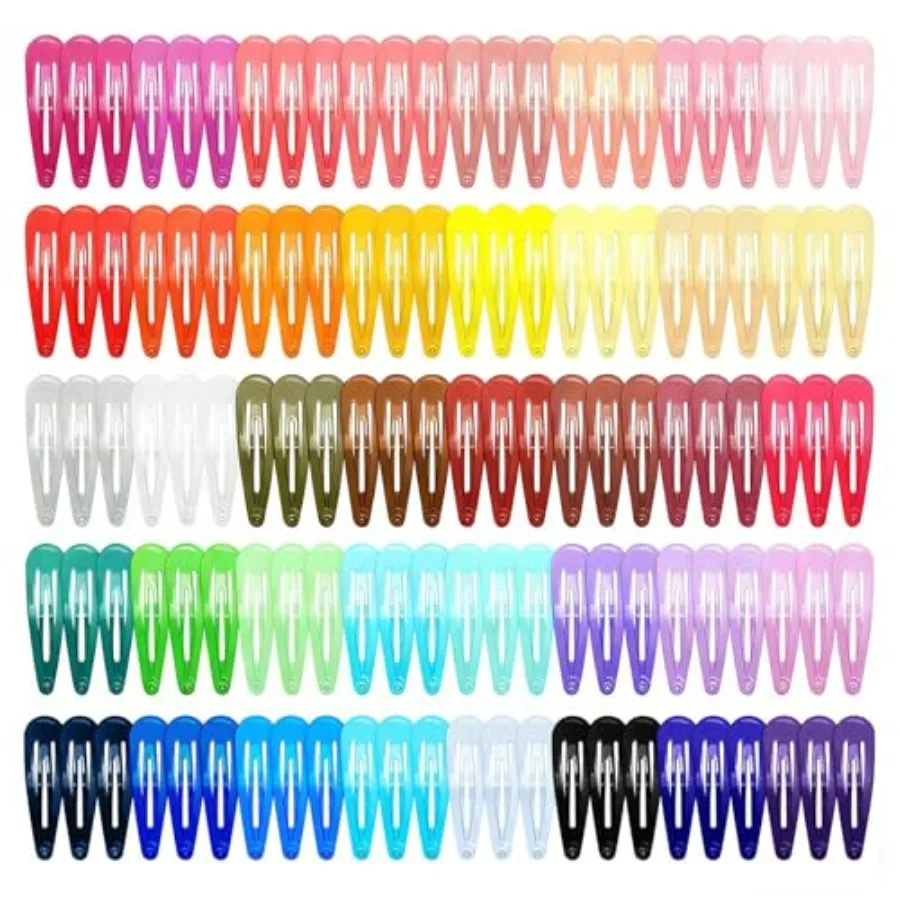 

120 Pack Colorful Metal Snap Hair Clips, 2 Inch Barrettes in 40 Assorted Candy Colors, Non-Slip Hair Accessories for Teens Wome