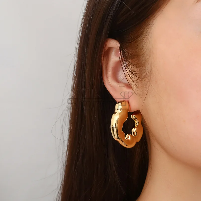 

Women'S Copper Pendant Earrings Gold New Geometric Small Hoop Earrings 2025 Trendy Wedding Jewelry Gift