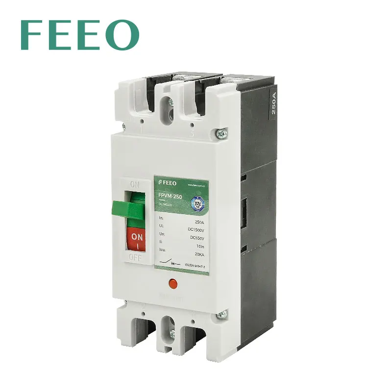 FEEO FPVM-250 2P 550V 800V Solar Moulded Case Circuit Breaker Switch 160A 180A 200A 250A DC MCCB PV Solar Protector Photovoltaic